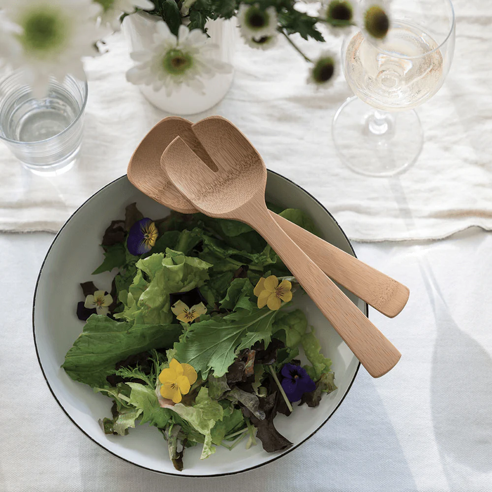Short Bamboo Salad Servers - Image 3